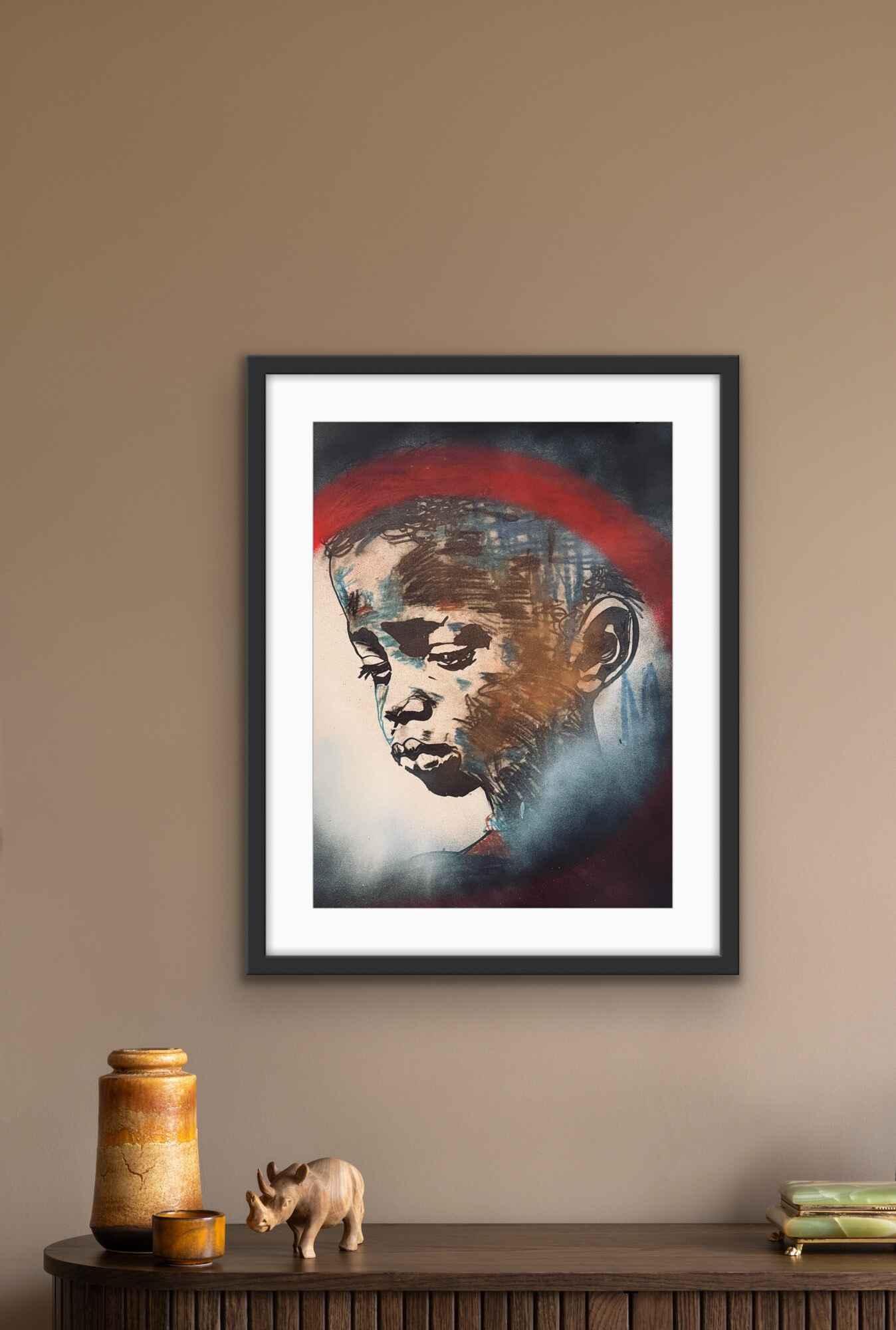 The Sad Little Boy - Original Mixed Media Artwork in Paper