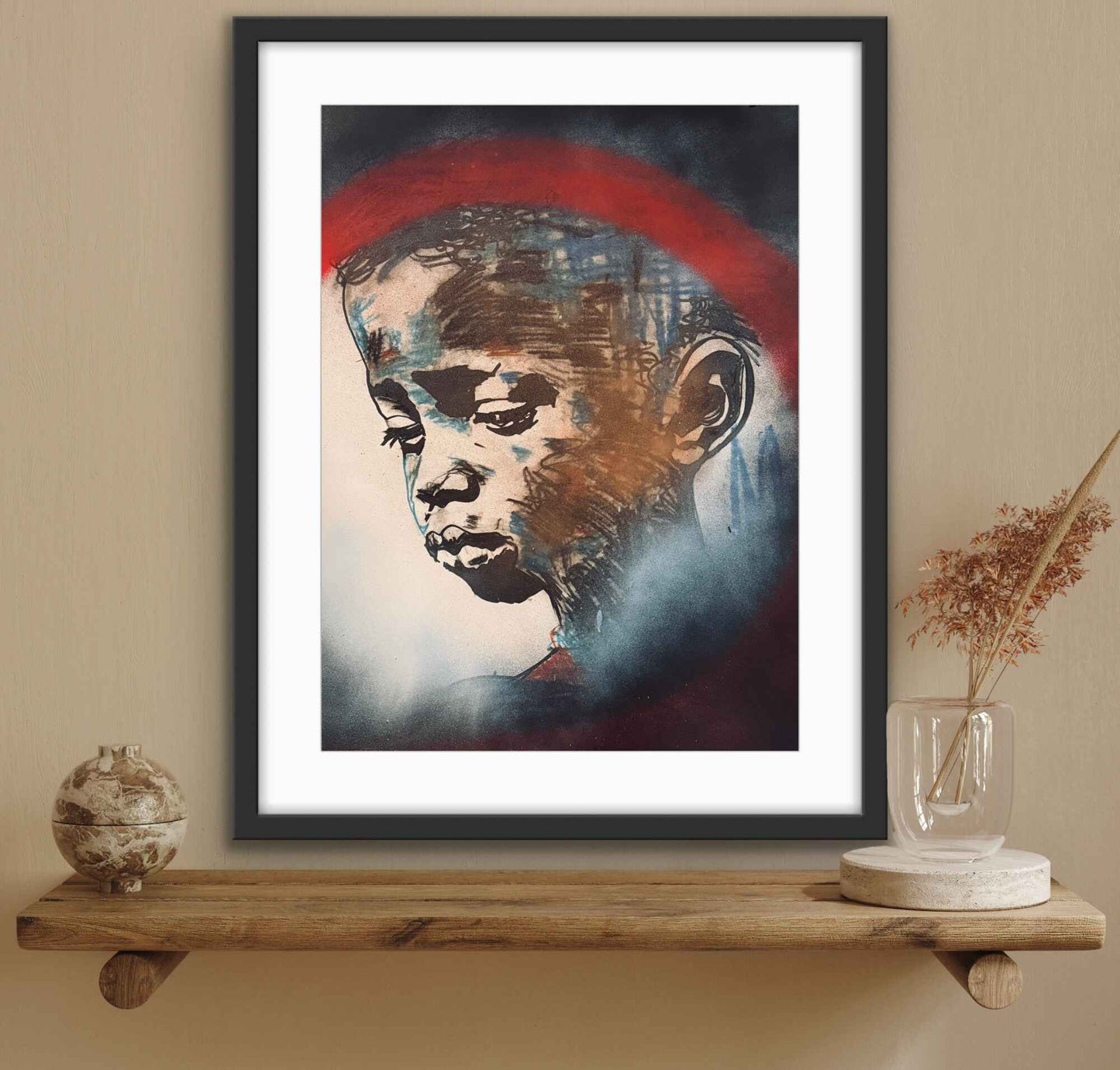 The Sad Little Boy - Original Mixed Media Artwork in Paper