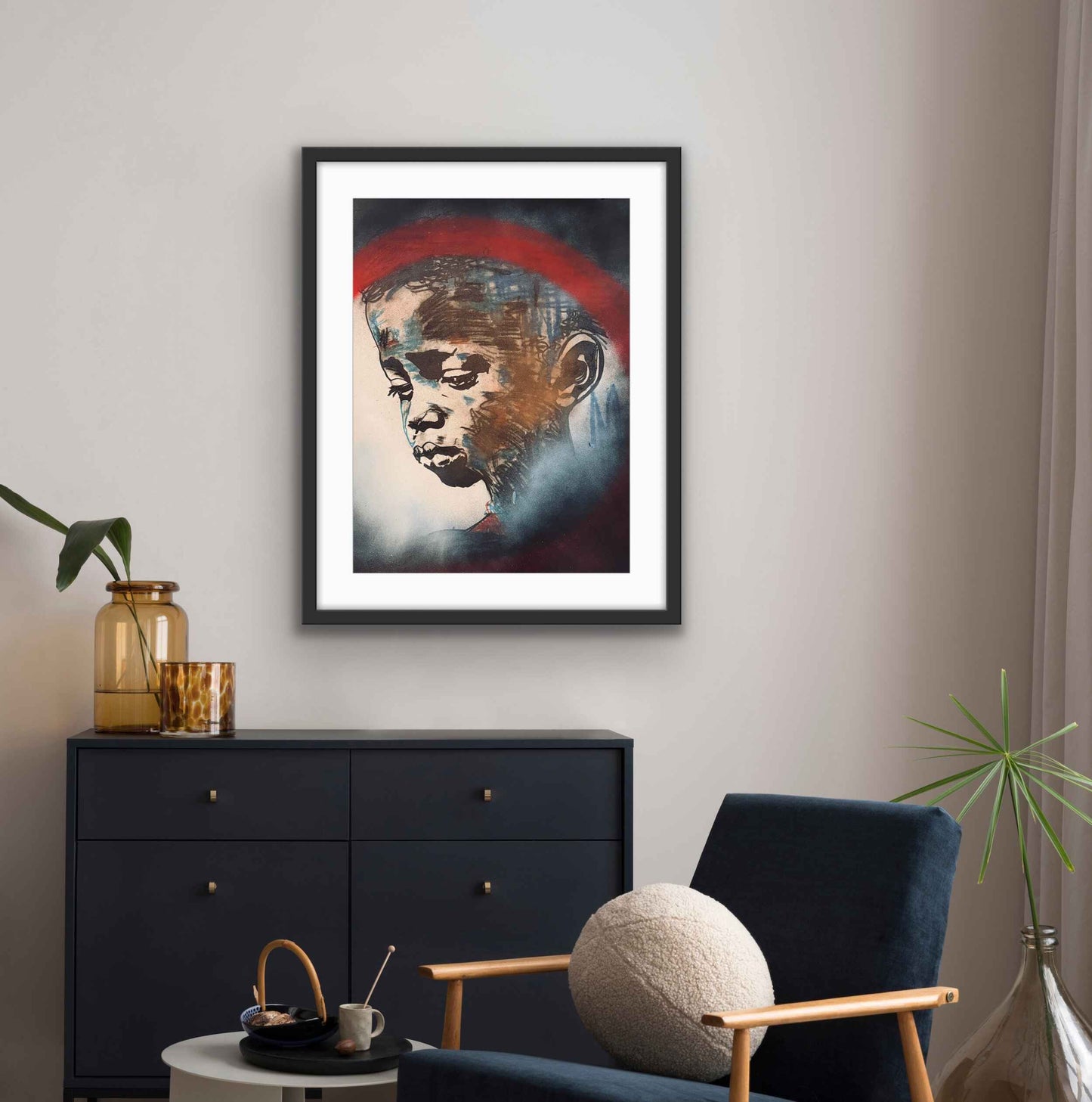 The Sad Little Boy - Original Mixed Media Artwork in Paper