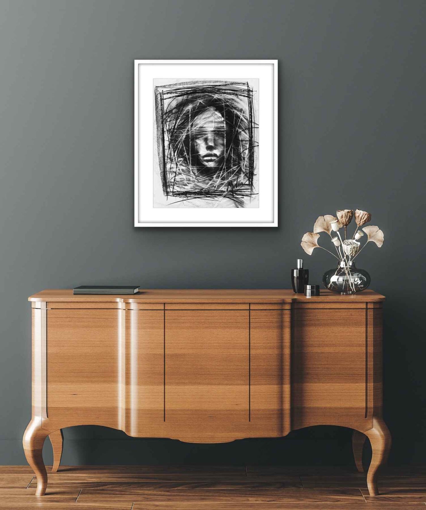 Lost in Layers - Original Charcoal Drawing on Paper