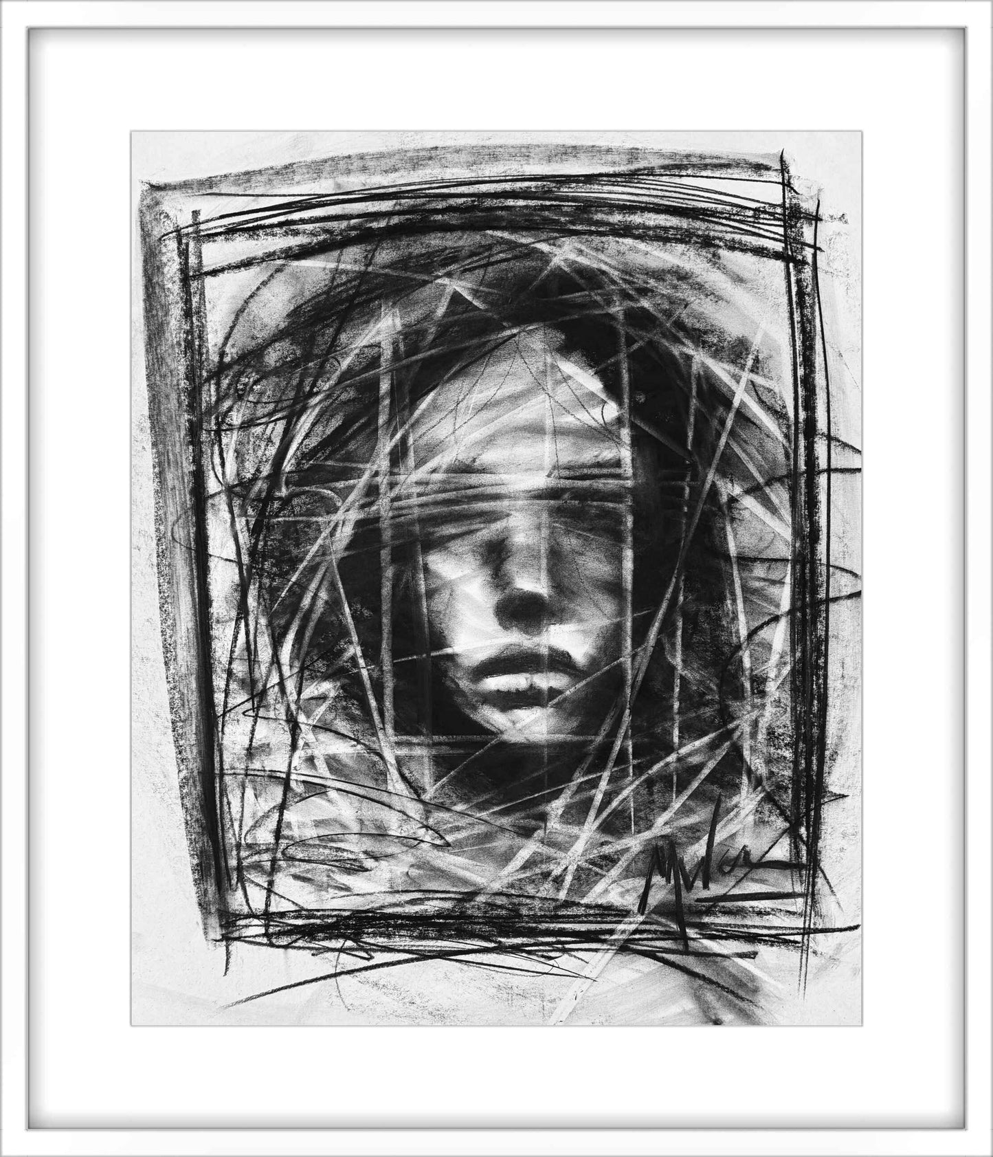 Lost in Layers - Original Charcoal Drawing on Paper