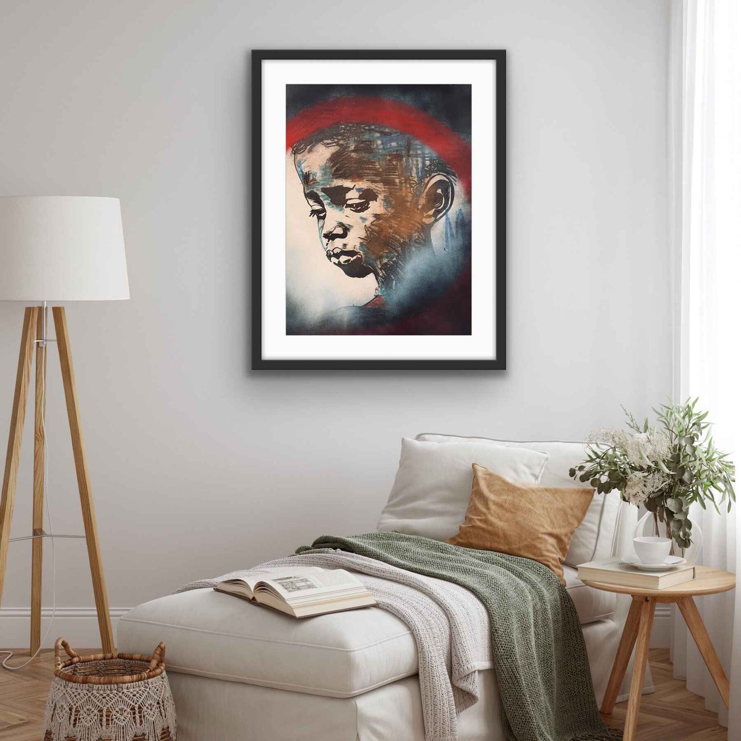 The Sad Little Boy - Original Mixed Media Artwork in Paper